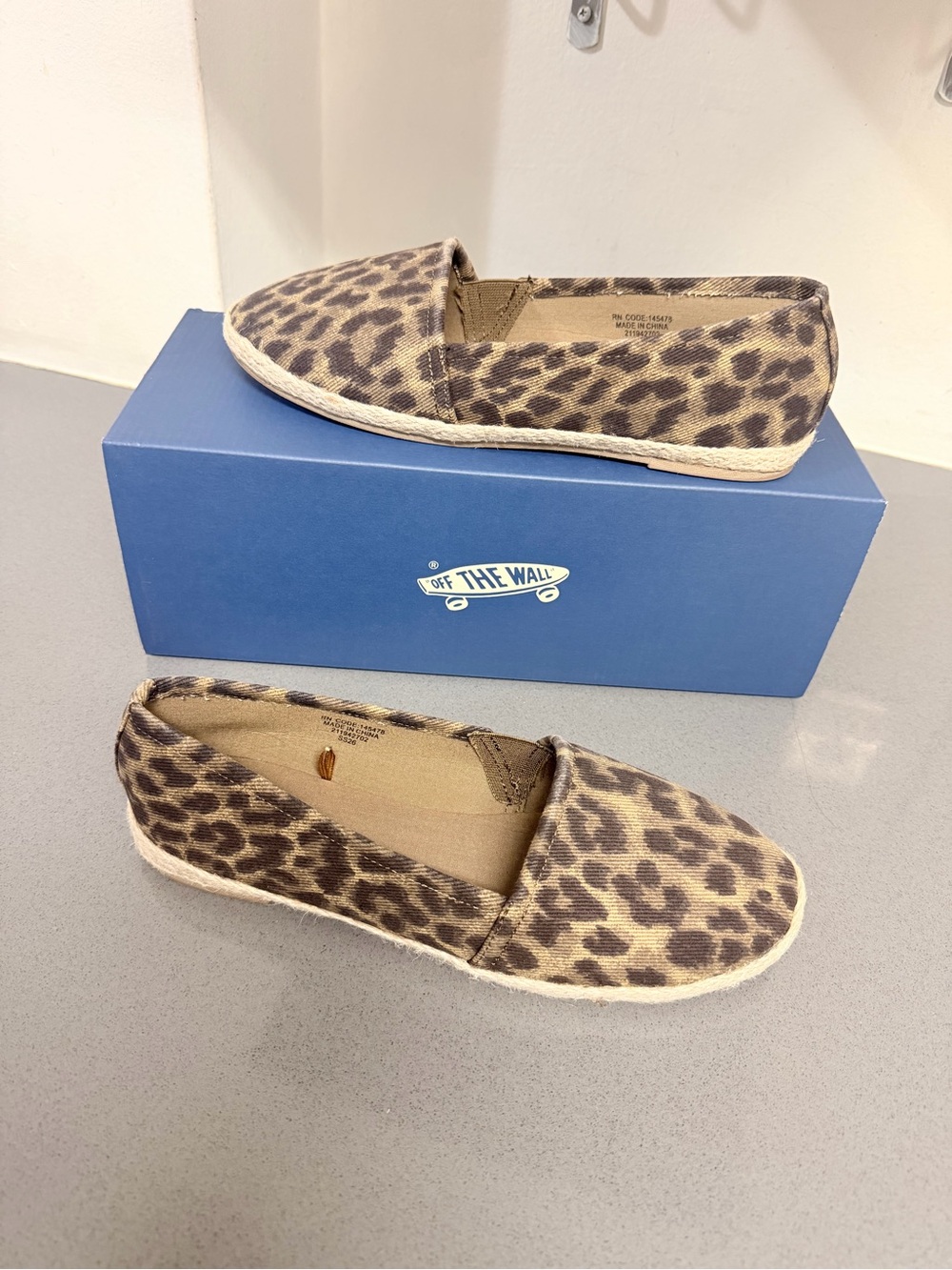 Leopard Print Slip-On Espadrilles - Women's Brown Casual Flats size 9